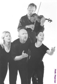 Actors (from left) Jacque Robinson, Ian David, Merophie Carr and musician Ernie Gruner. Photo courtesy of the 'Herald-Sun'.